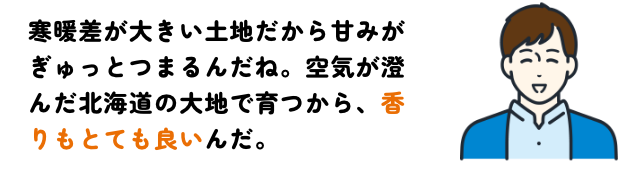 空気が澄んだ北海道の大地で育つから、香りがとても良い